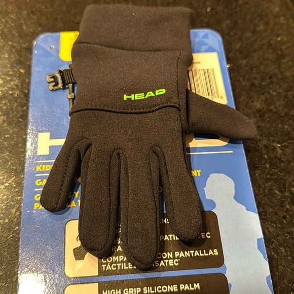 NWT Head kids black touchscreen gloves high grip‎ silicone palm size small - Picture 1 of 4